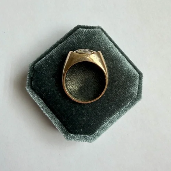 Heavy Vintage Estate 14k Diamond Ring Illusion Setting Size 8.5 Two Tone
